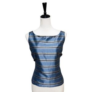 Ann Taylor 100% Silk Sleeveless Striped Blouse Size 12